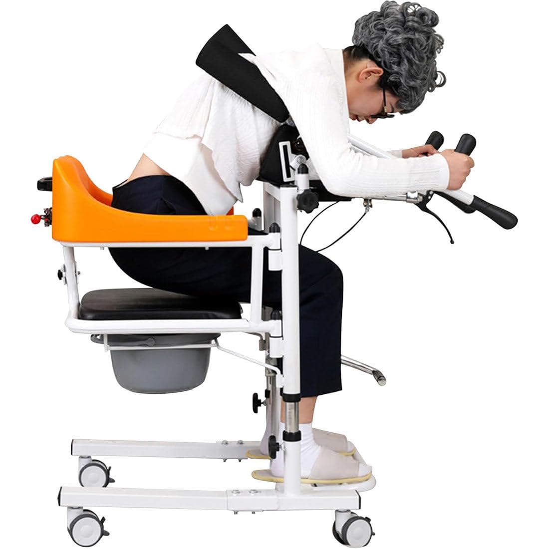 Sollevatore Idraulico per Pazienti con Supporto per Il Sollevamento Parte Superiore del Corpo, Sedia a Rotelle per Trasferimento, Sedia Comoda da Comodino, Sedia a Rotelle per Bagno Black
