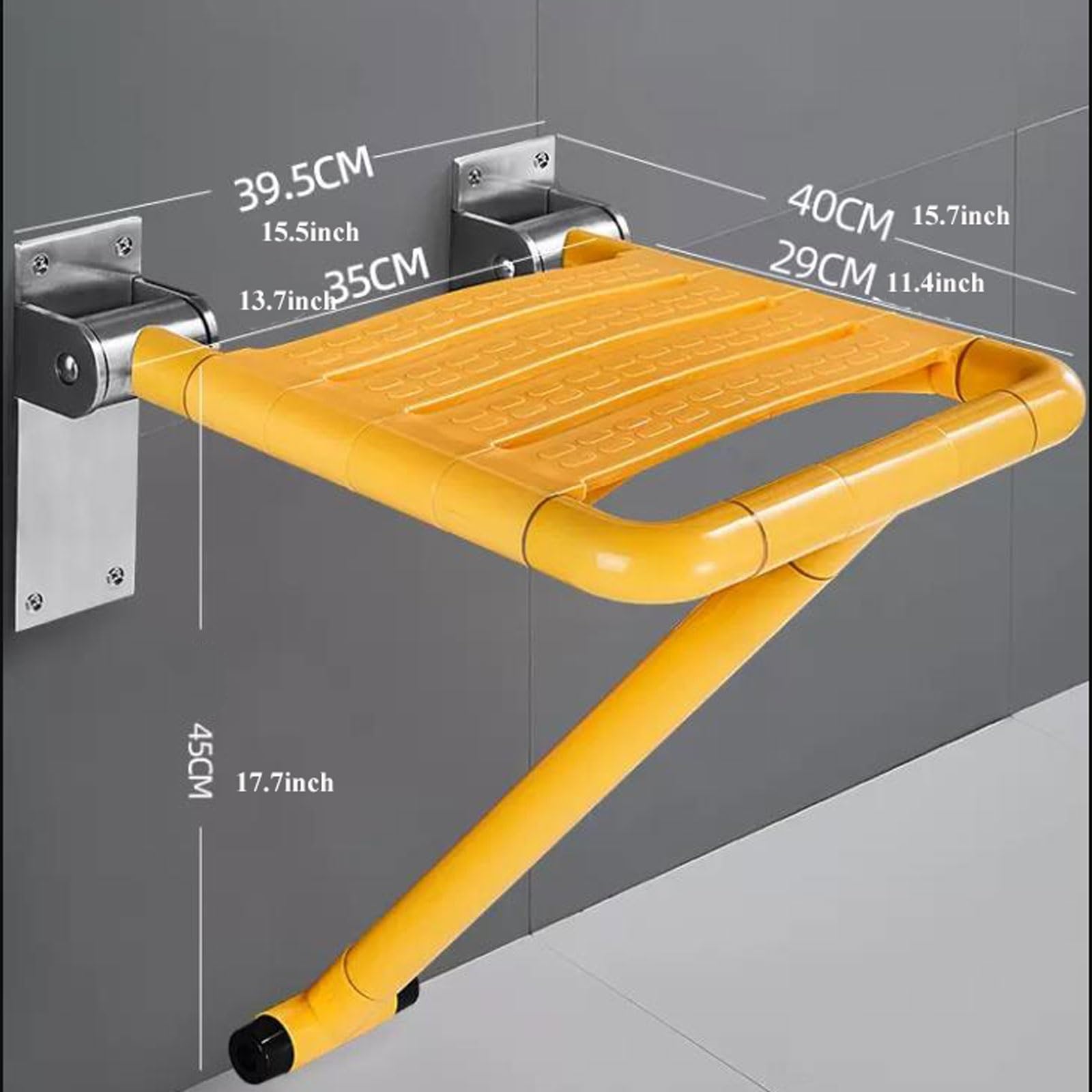 Asiento de baño Asiento de Ducha Plegable Banco, Taburete Plegable de Montaje en Pared Taburete de baño Asiento de Ducha Plegable, con Soporte de Acero Inoxidable