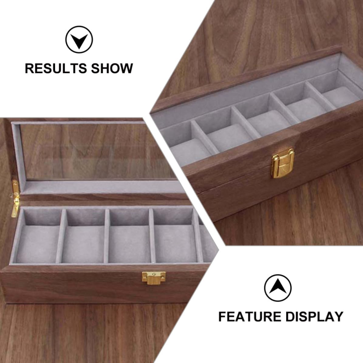 OUNONA Caja para Relojes de Madera Organizador Práctico y Elegante 6 Ranuras para Joyas, Adecuado para Uso en Casa o Viajes