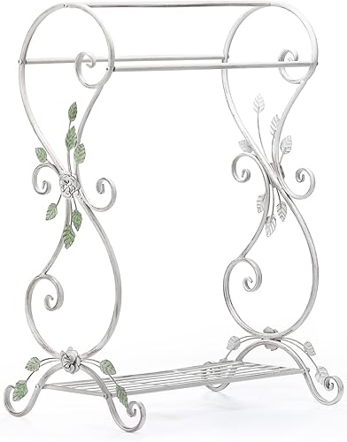 Toallero de pie libre de metal para baño, toallero de pie de 34.5 pulgadas de alto con barras de 3 niveles y estante de almacenamiento, toallero de