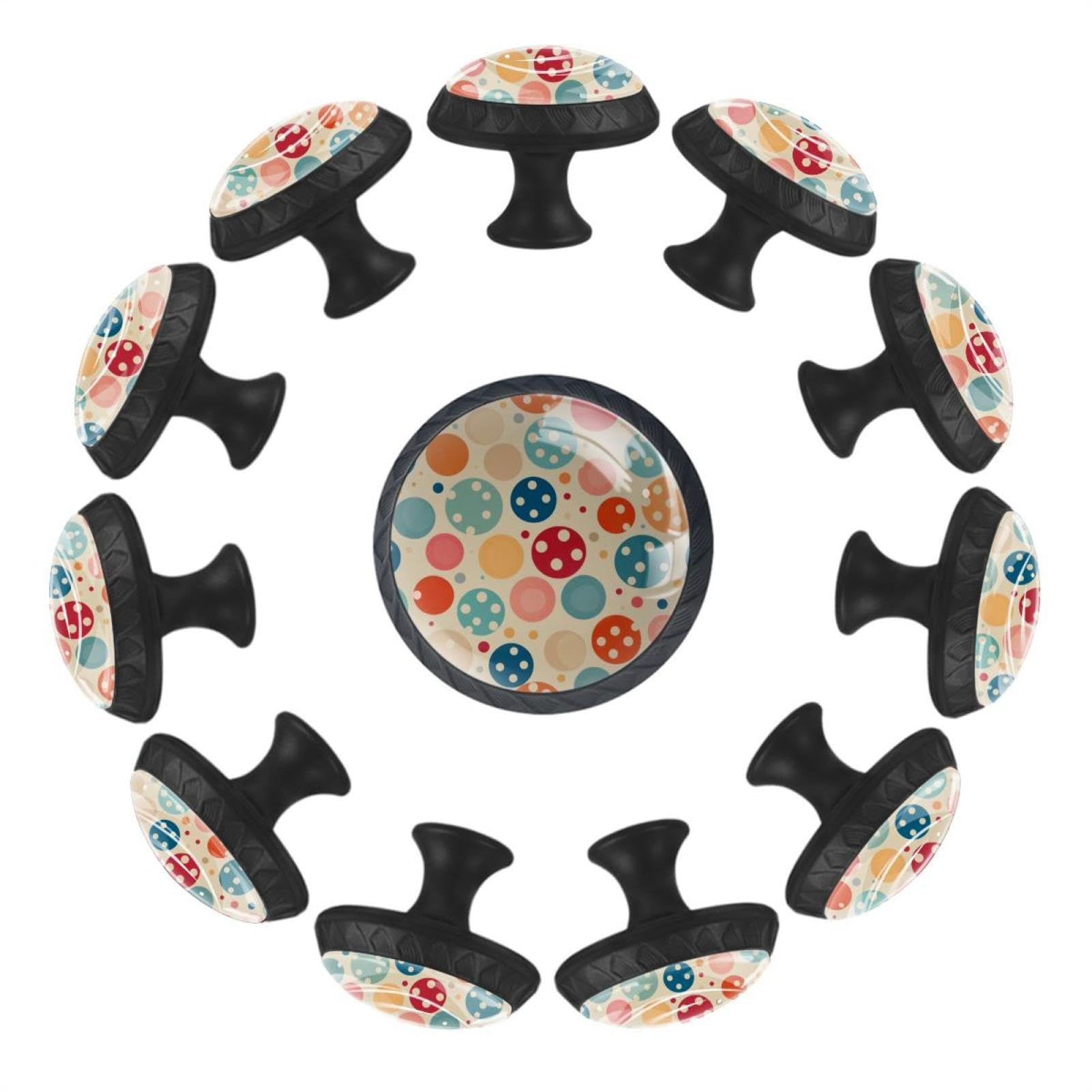 Boutons de meubles et poignées de tiroir pour commode, lot de 12 ronds colorés