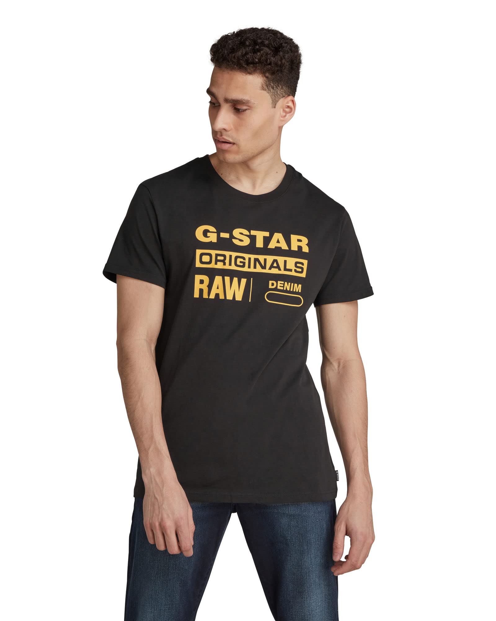 G-STAR RAW Camiseta Raw. Graphic para Hombre, Negro (Dk Black D14143-336-6484), M