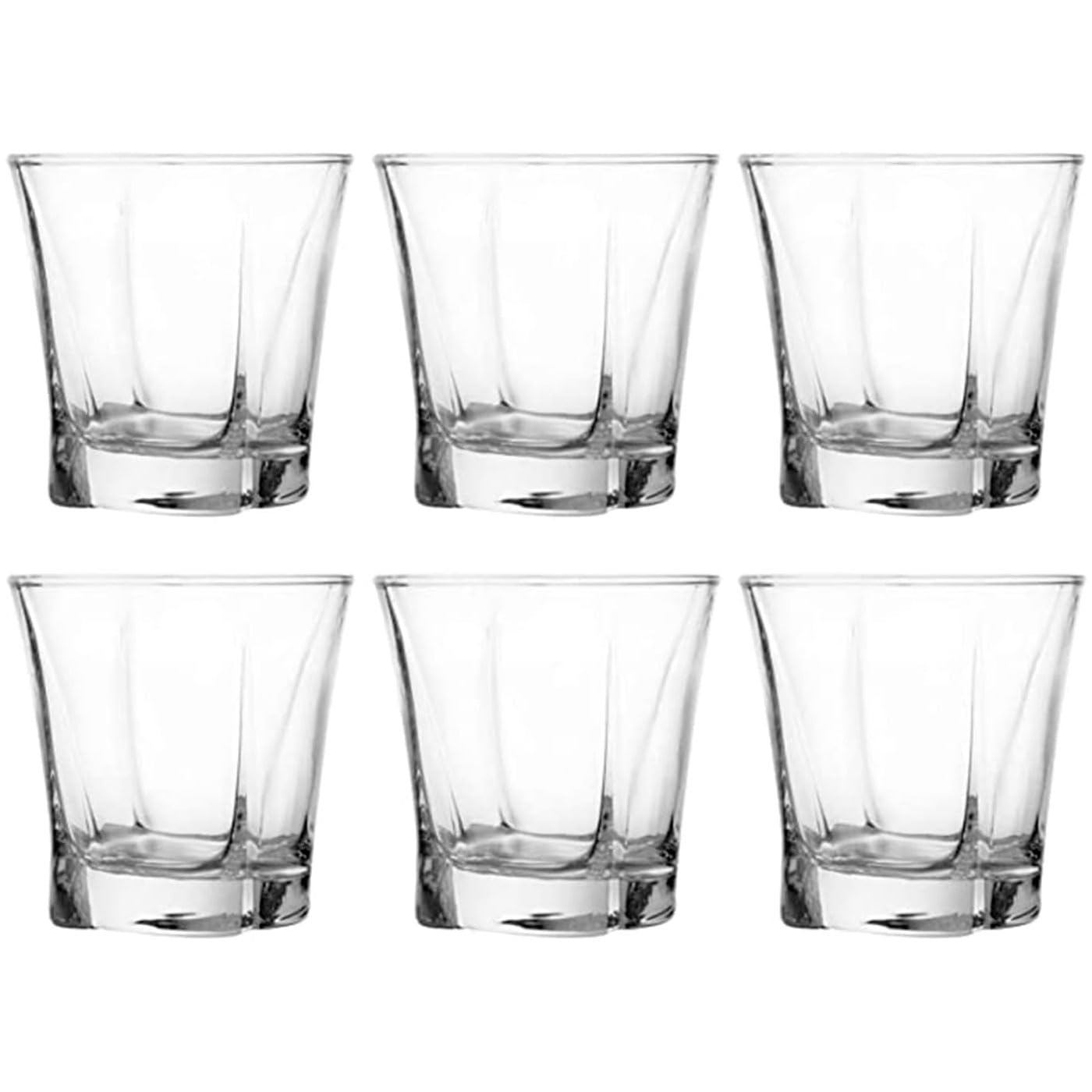 Tradineur - Pack de 4 Caja de 6 vasos Modelo Truva - Capacidad de 280 ML - Fabricado en Vidrio Resistente - Apto para lavavajillas - Tamaño aprox: diámetro 9 x 13 cm - 24 Uds Total.