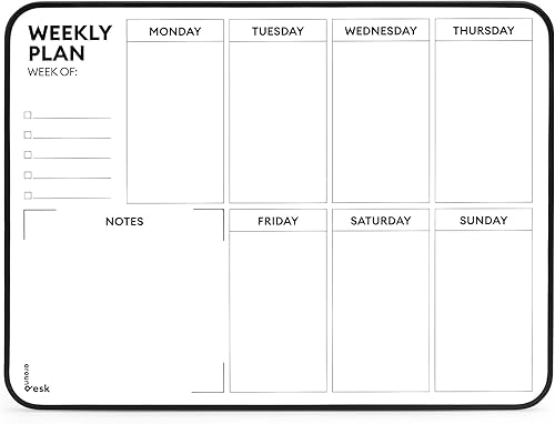 Miniatura 8 de Pizarra semanal de borrado en seco de doble cara con soporte de 16 x 12 pulgadas, lista de tareas, calendario de pizarra blanca, calendario de