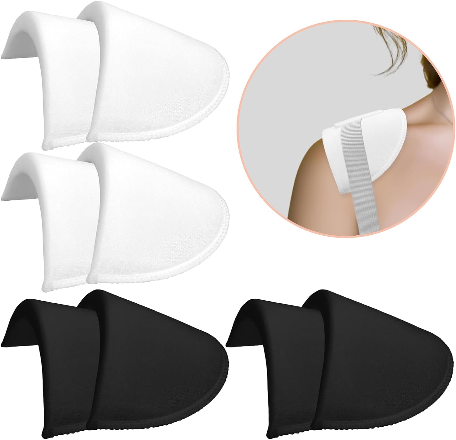 Zaruatu 4 Pairs Set-in Shoulder Pads 1.5cm Thickening Foam Shoulder Pads for Womens Clothing Sewing Supplies Breathable Sponge Pads for Sloping High Low Shoulders Blazer Suit (Black & White)