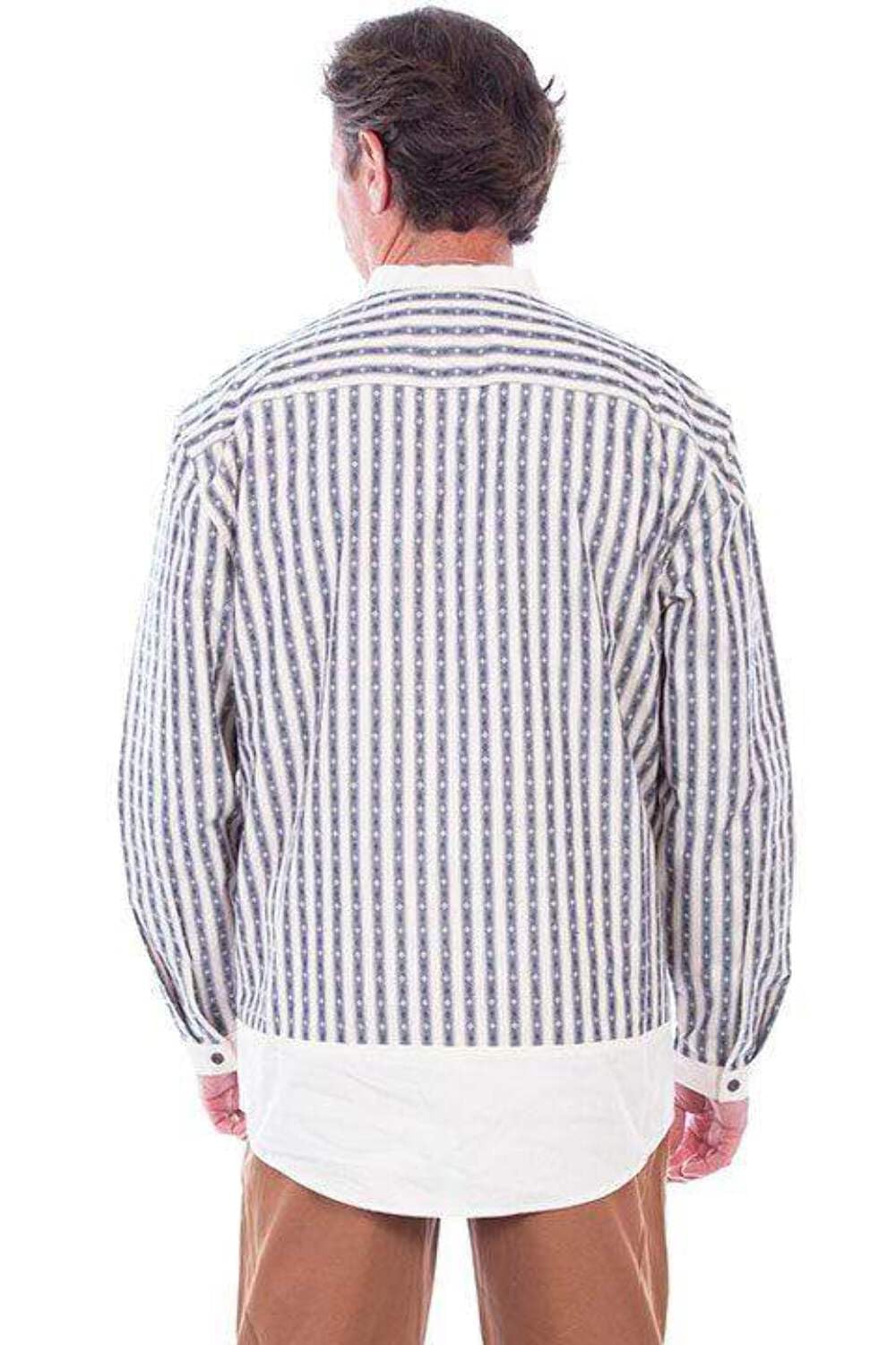 Scully Rangewear Uomo Rangewear Stampa Diamante A Righe Manica Lunga Western - Rw101 Blu