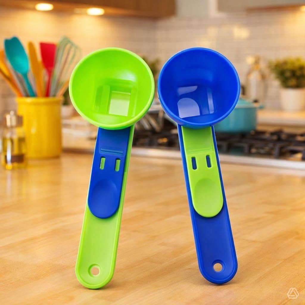 “Colorful Ergonomic Measuring Spoons Set - Green and Blue” (Blue and green)