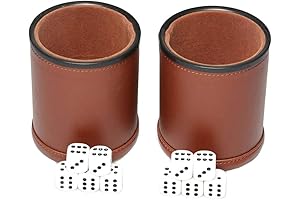 2 Pack PU Leather Dice Cups with Felt Lining for Quiet Play