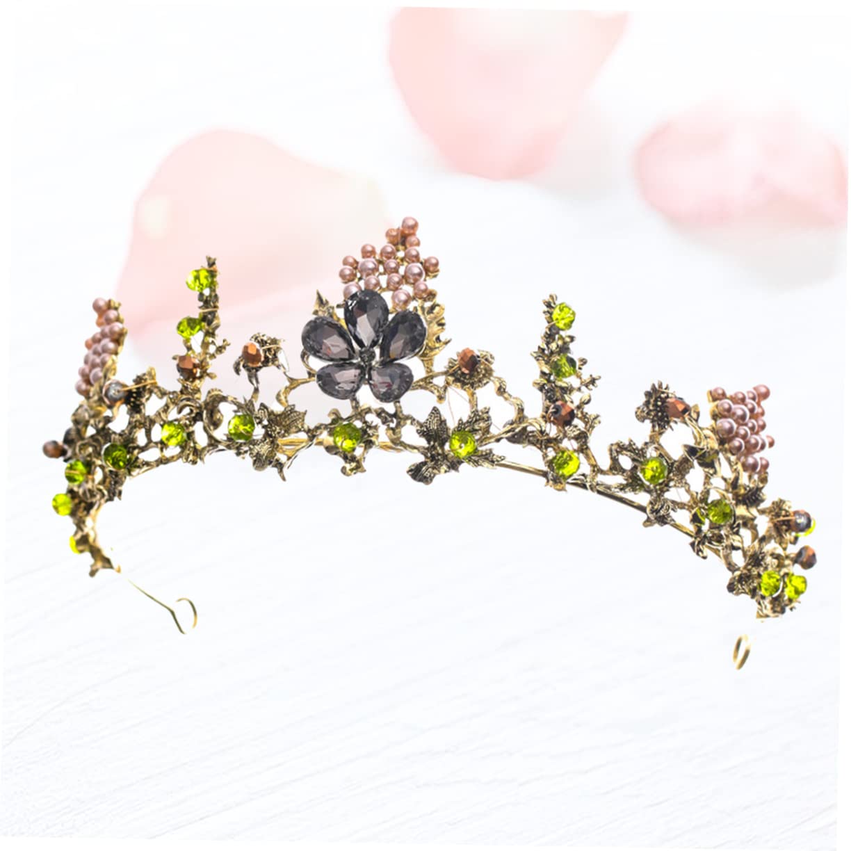 Tiara, ozdoba na głowę, diadem, diadem z diamentów, diadem z kamieni szlachetnych, diadem dla druhny, ślub ze strasami (zielony x 2 sztuki, 16X15X6 cm x 2 sztuki)