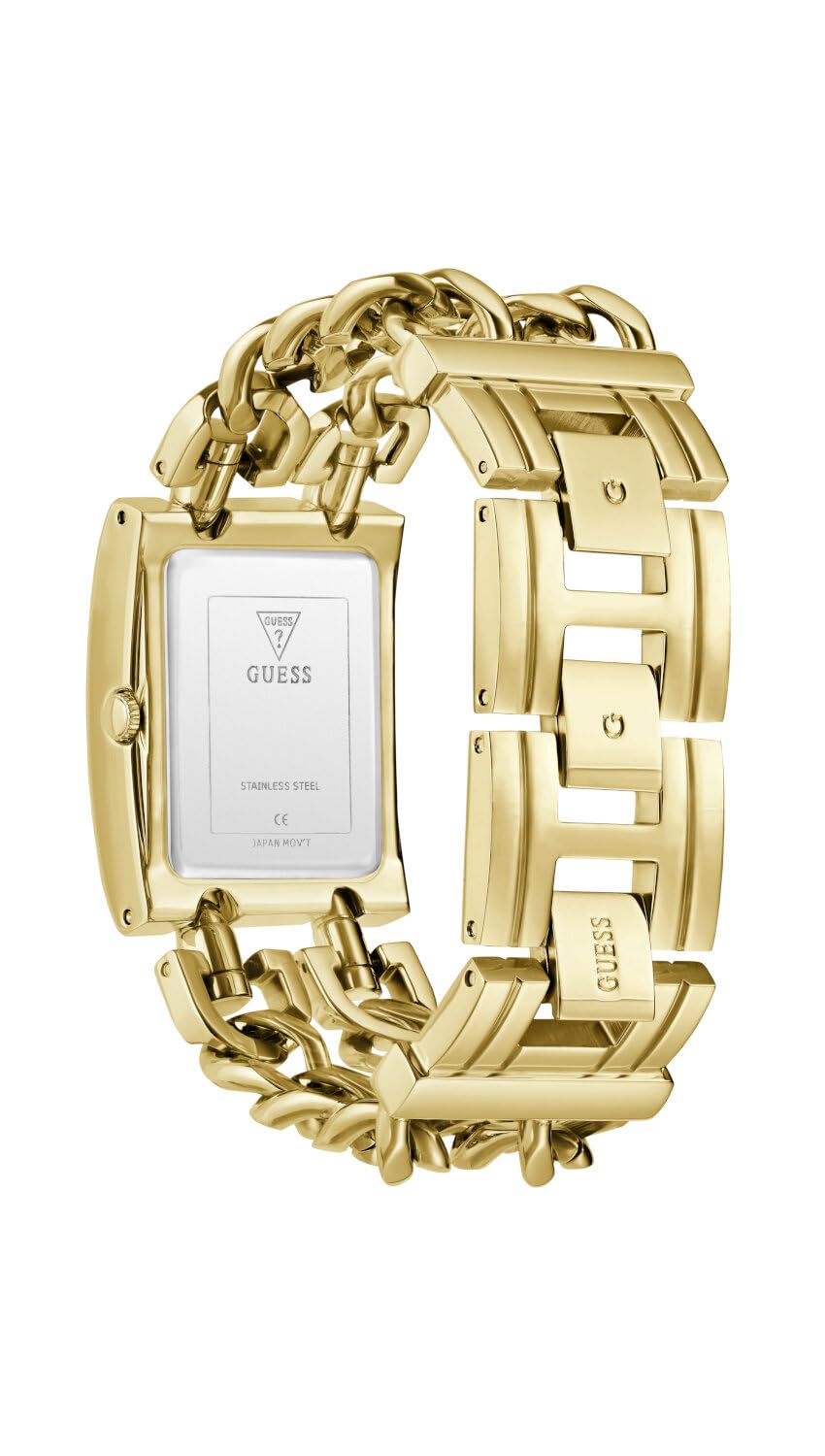 Guess GT MOD Heavy Metal Damen Armbanduhr, Edelstahl, 28 mm, Edelstahlarmband, Farbe: Gold, 3 bar, Zifferblatt: Grün, GW0740L2