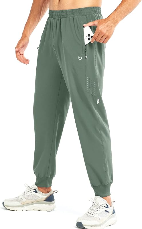 Pantalones deportivos para correr para hombre Joggers ligeros de secado rápido Gimnasio | Entrenamiento,Jogging,Entrenamiento,Senderismo,Deportes,Bolsillos con cremallera,Transpirable,UPF 50+,Absorbe la humedad,Cintura elástica,Tiras reflectantes