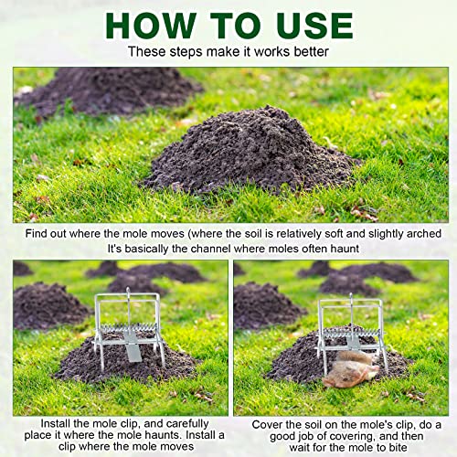 Mole Killer Trap Reusable Mole And Gopher Trap Outdoor Mole Traps For Lawns Galvanized Metal Pest Control Traps For Lawn Garden Farm, Silver Color (4 Pieces) #TOP4