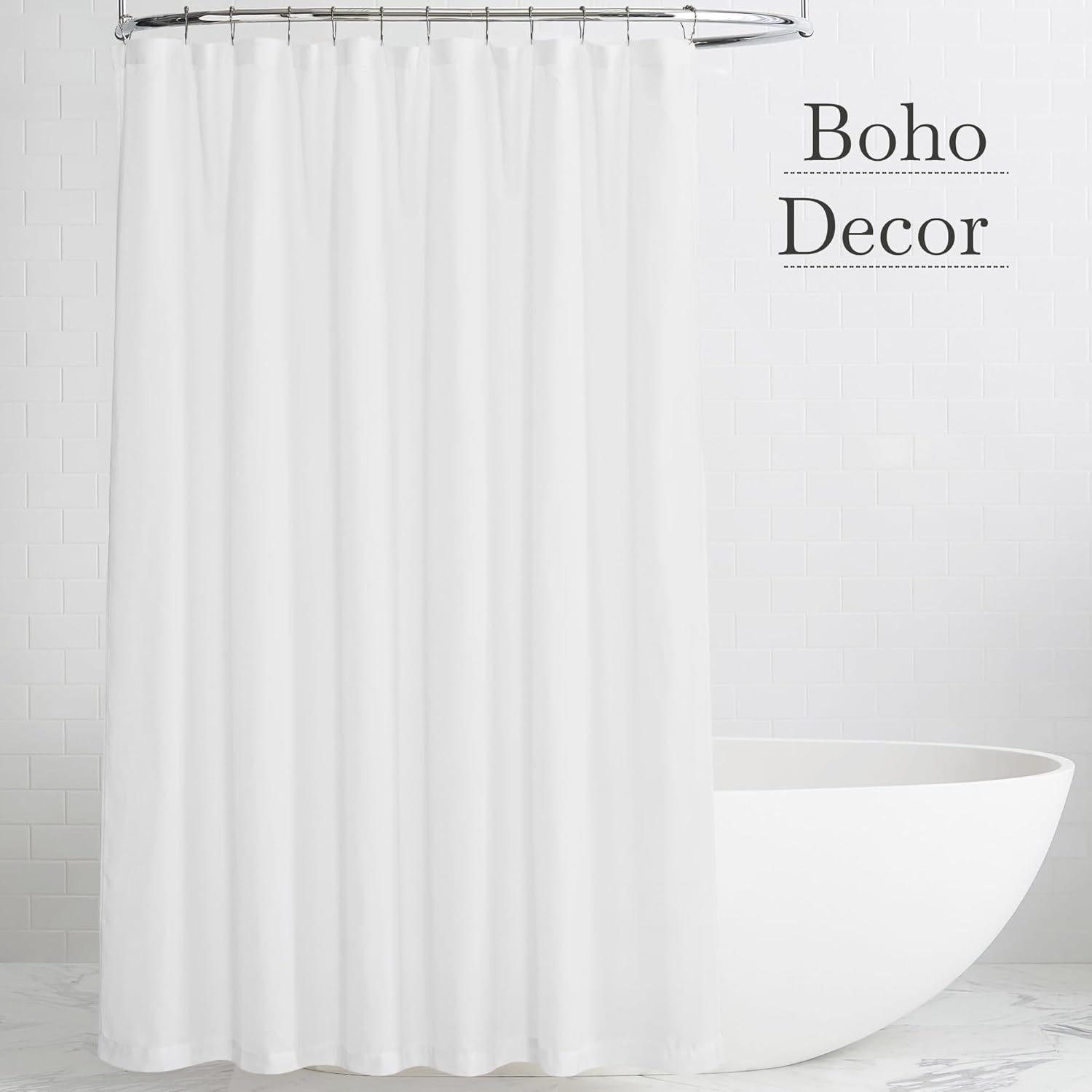KGORGE White Linen Shower Curtain - Semi Sheer Lightweight Button Hole Half Privacy Quick Dry Shower Curtains for Bathroom Bathtub Decor, White, 72 x 84 inches Long, Hooks Included