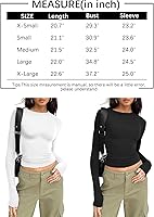 Vista 5 de Trendy Queen Camisetas de manga larga para mujer, a la moda, para otoño, 2023, básicas, para entrenamiento, ajustadas, Y2K