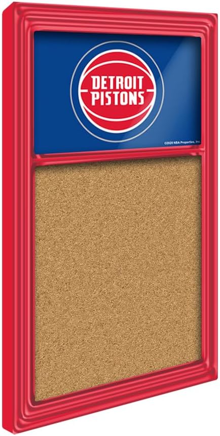 The Fan-Brand NBA Detroit Pistons: Cork Note Board- Sports Decor for Home, Game Room, Fan Cave & Garage - USA Made