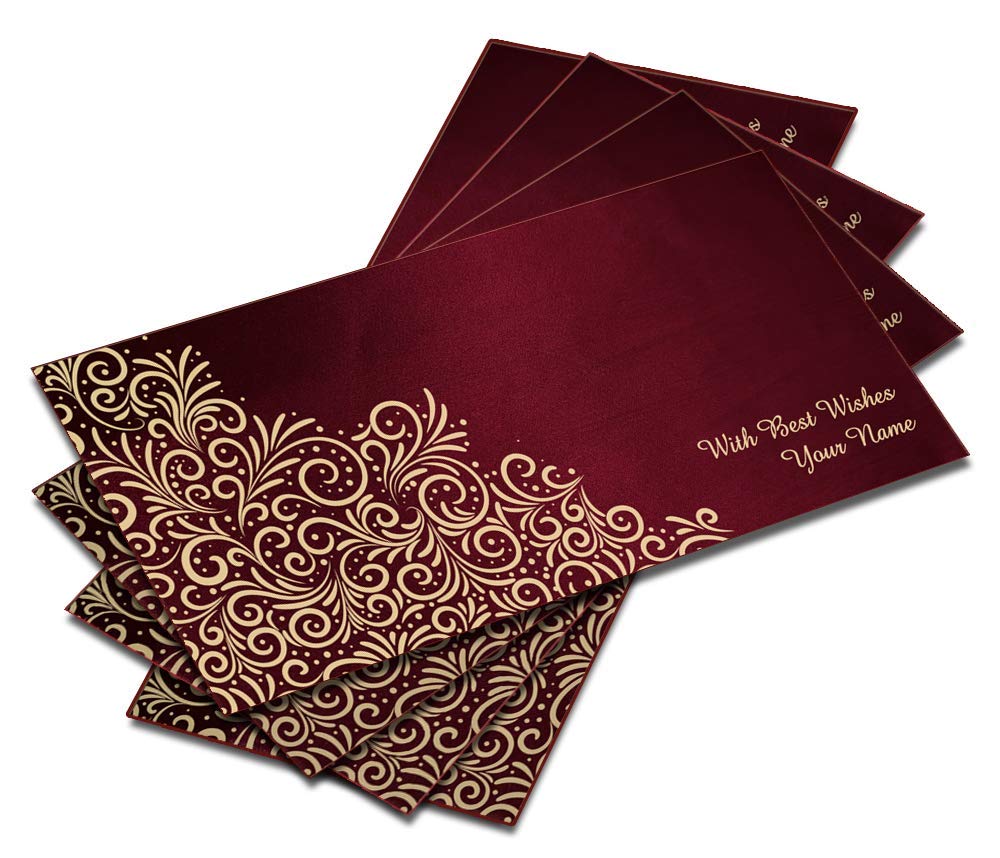 Brown Cloud Customised Exclusive Designer SATIN Maroon Shagun/Money/Gift Envelope/Cover/Lifafa for Gift/Festival with Personalized Text Message/Name/Photo (Pack Of 10)-image-38