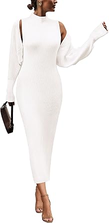 PRETTYGARDEN Women's Fall 2 Piece Outfits Knit Long Sleeve Cropped Cardigan Pullover Sweater Maxi Dress Sets Winter Clothing