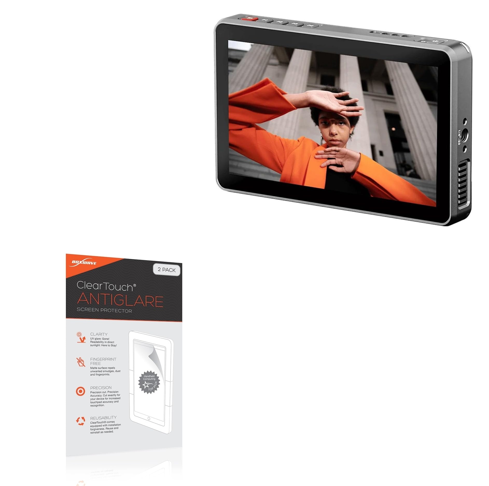 BoxWave Screen Protector Compatible with Viltrox Touchscreen On-Camera Monitor (6 in) - ClearTouch Anti-Glare (2-Pack), Anti-Fingerprint Matte Film Skin