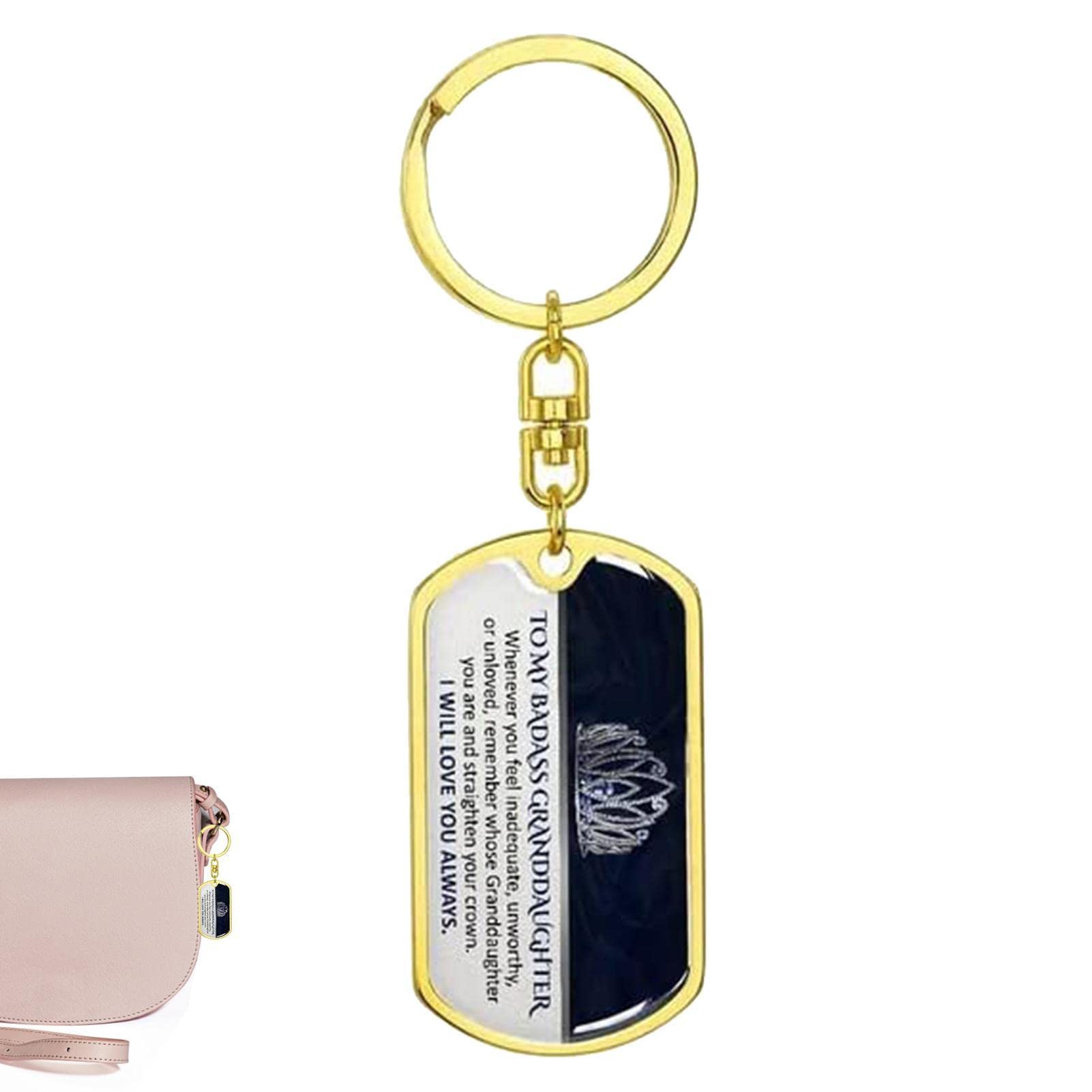 Zcsxk Unisex Gold Badass Granddaughter Keychain,Stainless Steel Daughter Daughter Keychain | Inspirational Keychain For Festival Birthdays