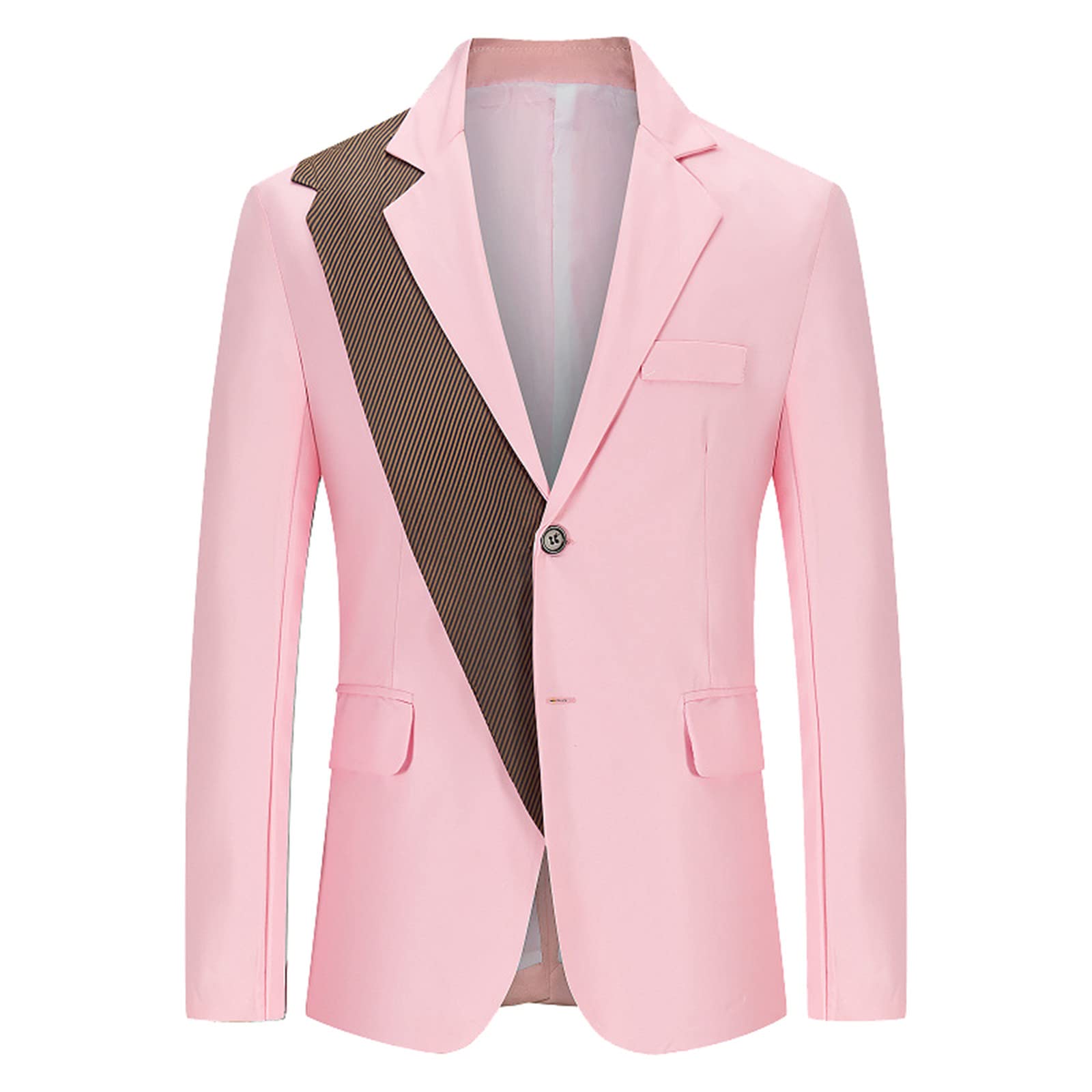 Americana Verano Hombre - Traje De Tendencia De OtoñO E Invierno para Hombre Cuello Individual Dos Botones Ajustado Dobladillo Redondo Bolsillo Chaqueta Informal PequeñO SUI