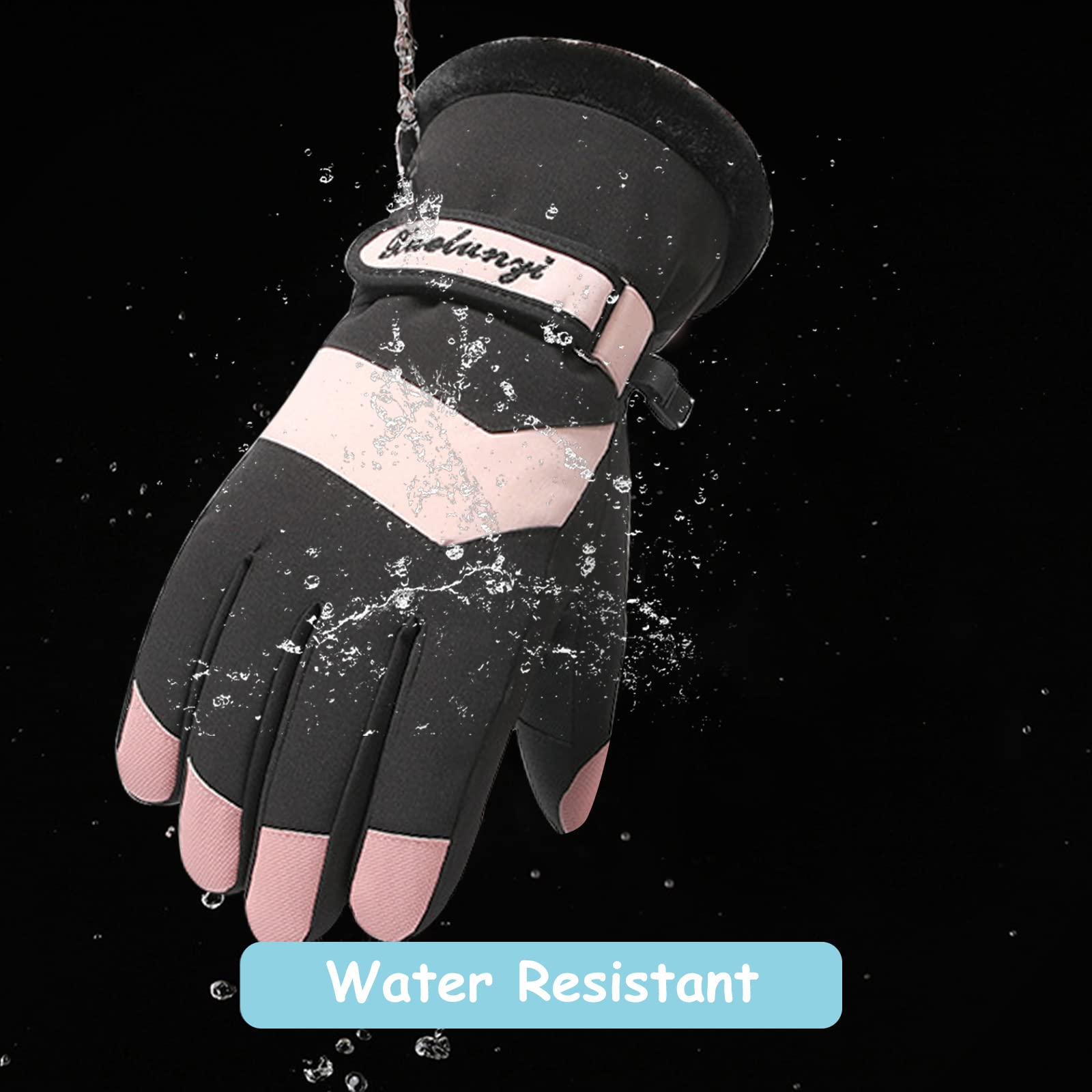 Gants D'hiver Femme Oreunik - Chauds -20°C, écran Tactile, Imperméables - Pour Ski, Rando, Ville (Noir)