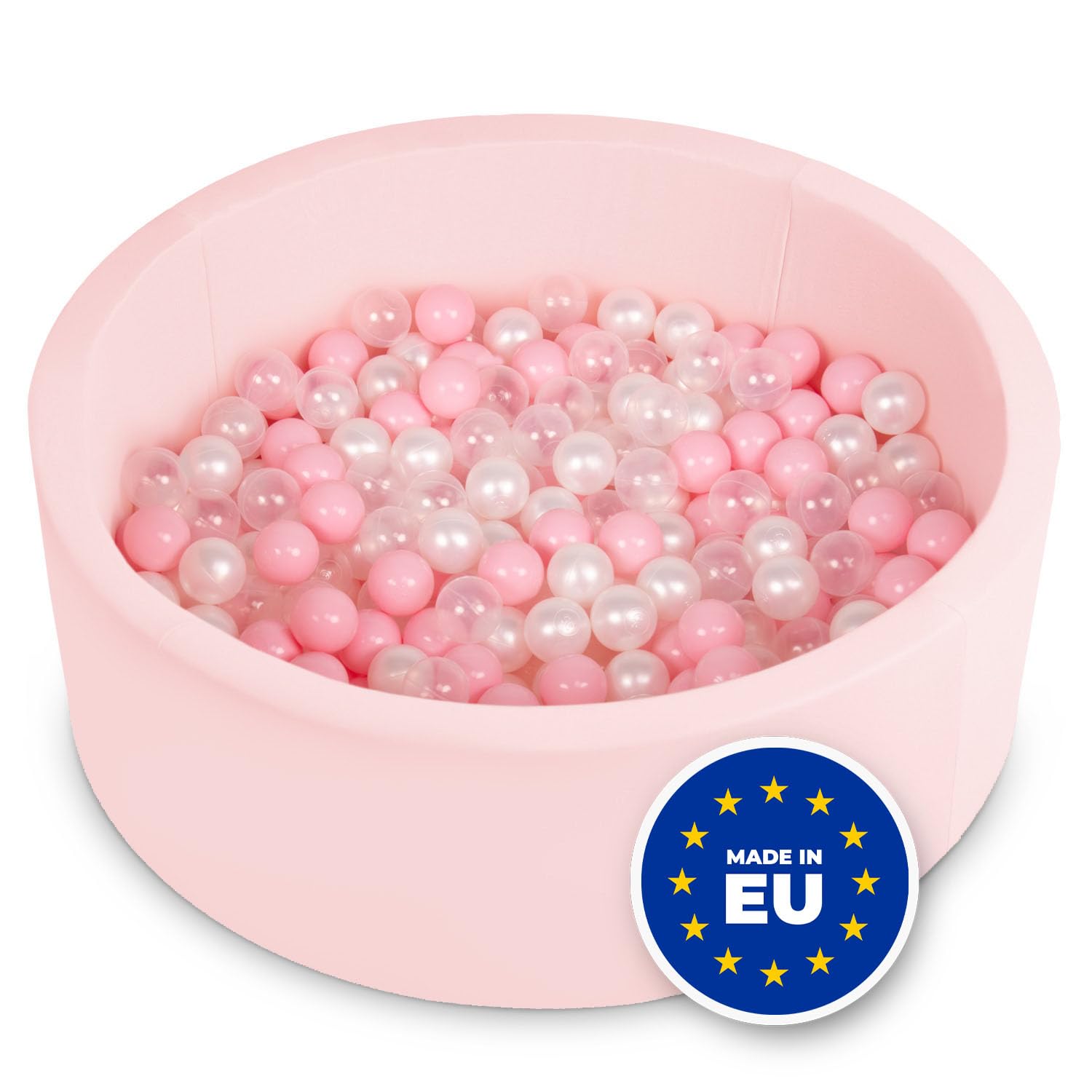 Selonis Soft Ball Pit Pool 90X30cm/200 Balls Round For Baby Toddler Foam, Pink:Powder Pink/Pearl/Transparent — image 1