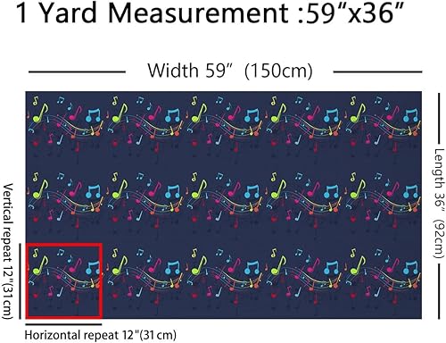 Miniatura 2 de Feelyou The Yard - Tela musical de The Yard, tela de tapicería de notas musicales para sillas, tema musical moderno, decorativo, impermeable, tela