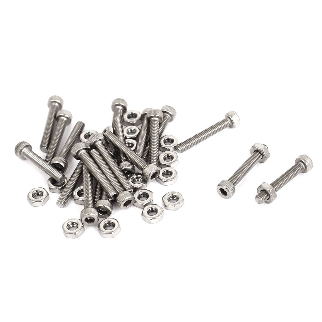 Uxcell Silver Sourcingmap M2.5x16mm Hex Socket Head Knurled Cap Screws Bolts Nuts Set 20Pcs