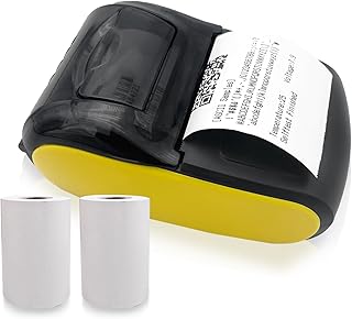 QISUO Receipt Printer,Portable Mini Thermal Printer 2 inch Wireless USB Receipt Bill Ticket Printer with 2 Rolls 57mm Print Paper Compatible with iOS Android Windows for Restaurant Sales Retail