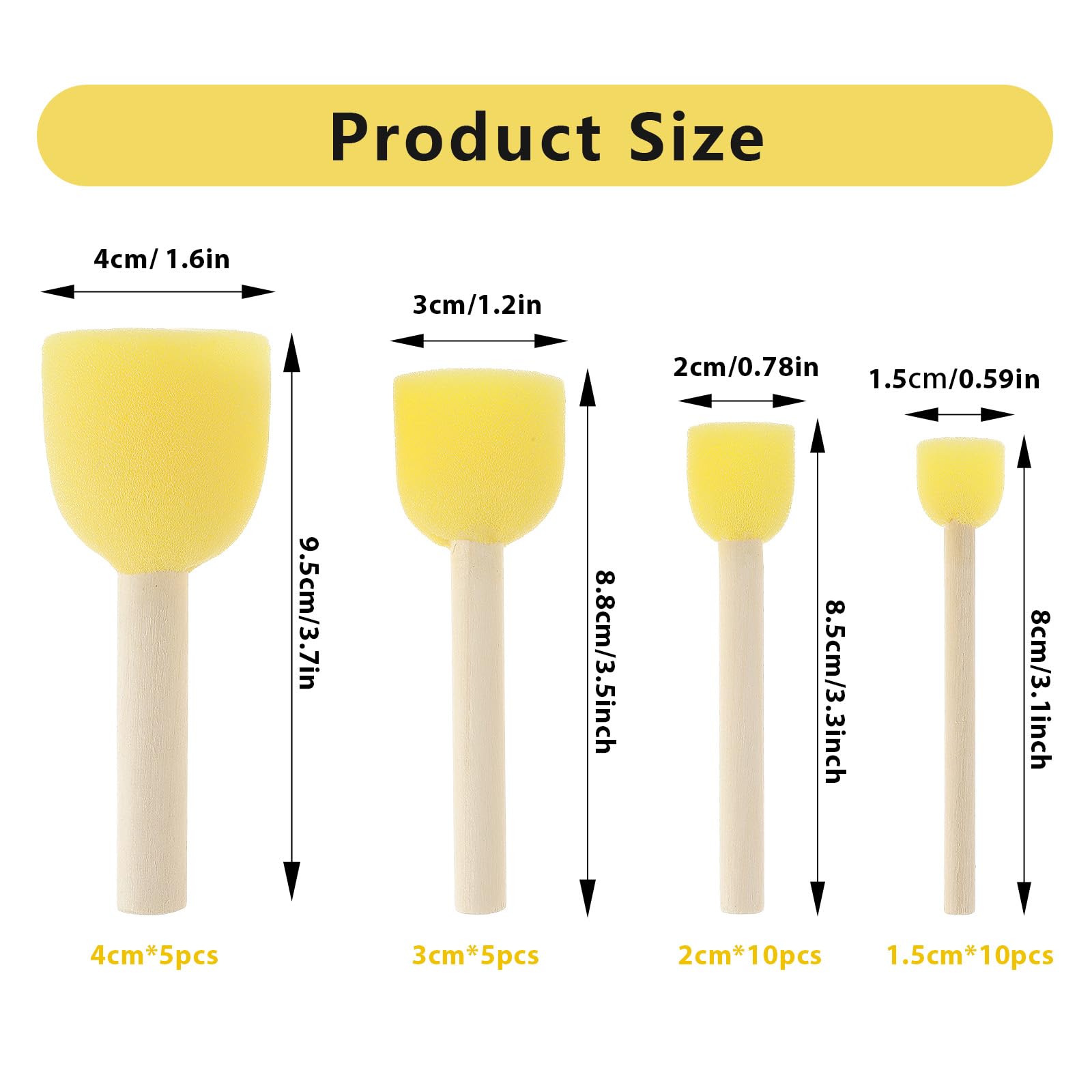 Ensemble De 30 Pinceaux éponge Ronds, Pinceaux éponge Ronds