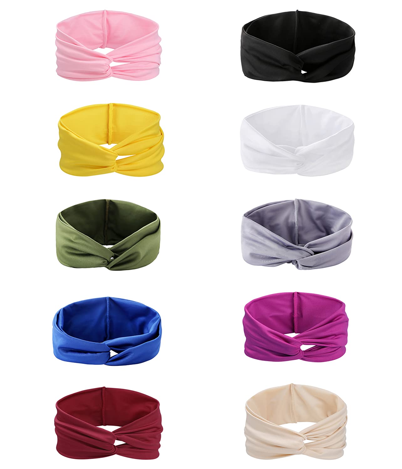Headbands for Women, 10 PCS Women's Head Bands Sport Workout Yoga Sweat Headband for Women Stretchy Cloth Fashion Bow Headbands : Beauty
