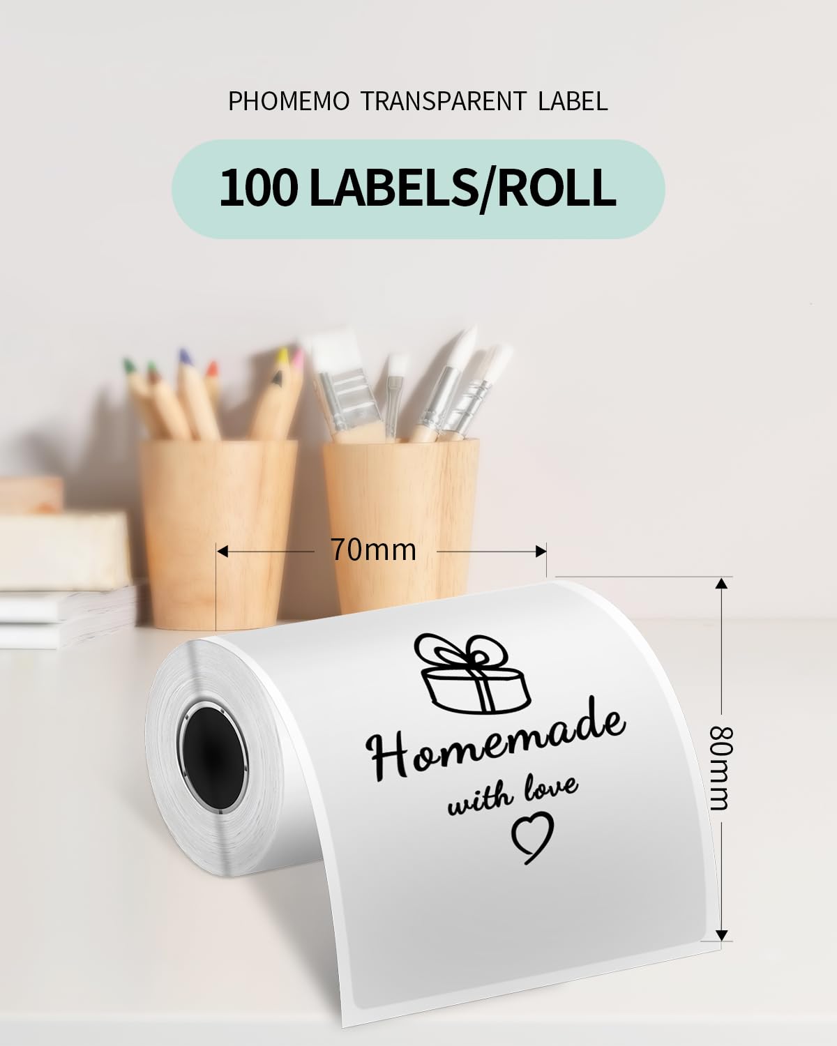 Phomemo 70x80mm Transparent Thermal Labels Printer Paper, Multifunctional Transparent Label for DIY Design QR Code - Image 4