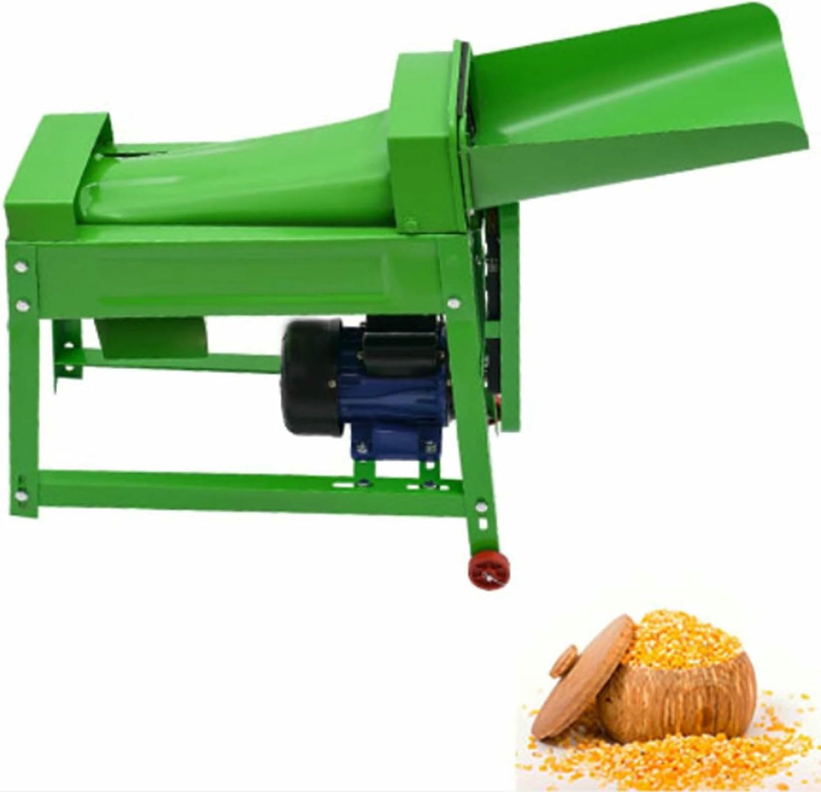FHRKA Heavy-Duty Electric Corn Cob Peeler, Two Wheel Electric Corn Thresher,13 Adjustable Gear Green Automatic Corn Peeler