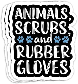 Veterinary Assistant Cute Vet Tech Animal Lover Women Gift Decorations - 4x3 Vinyl Stickers, Laptop Decal, Water Bottle Sticker (Set of 3)