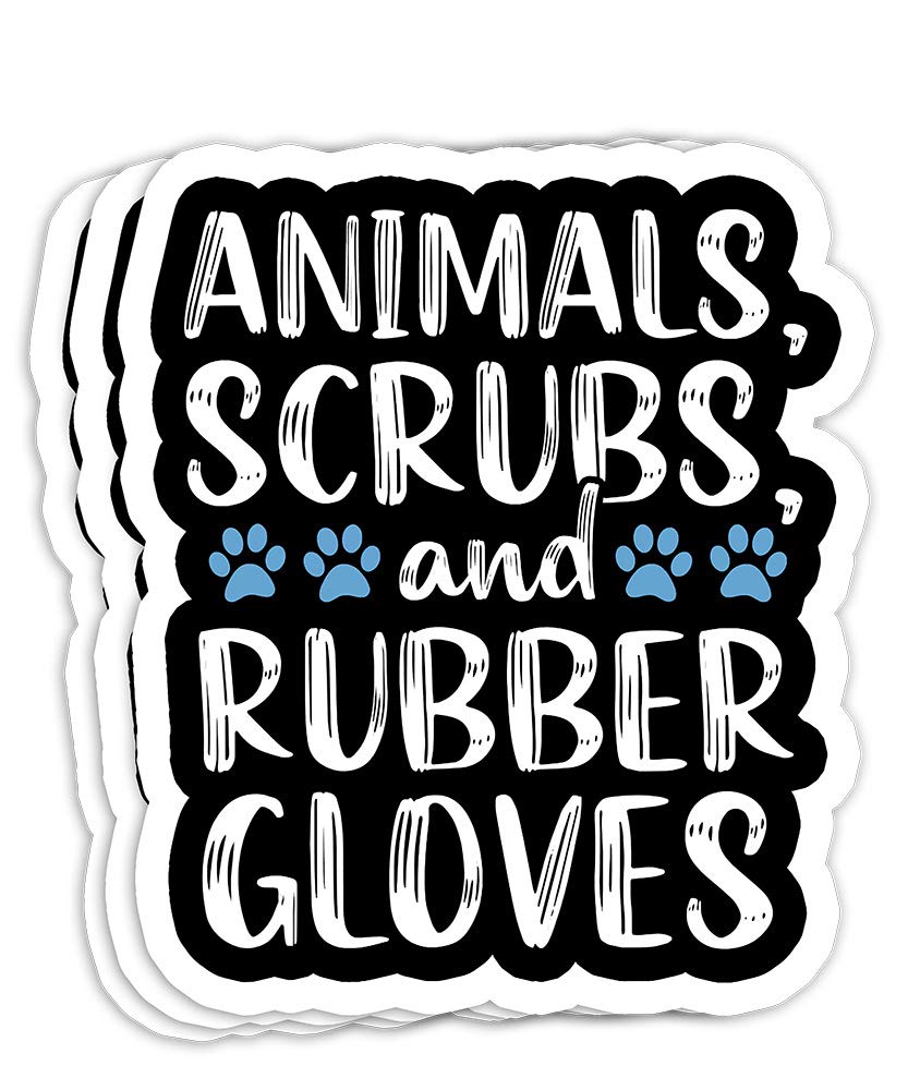 Veterinary Assistant Cute Vet Tech Animal Lover Women Gift Decorations - 4x3 Vinyl Stickers, Laptop Decal, Water Bottle Sticker (Set of 3)