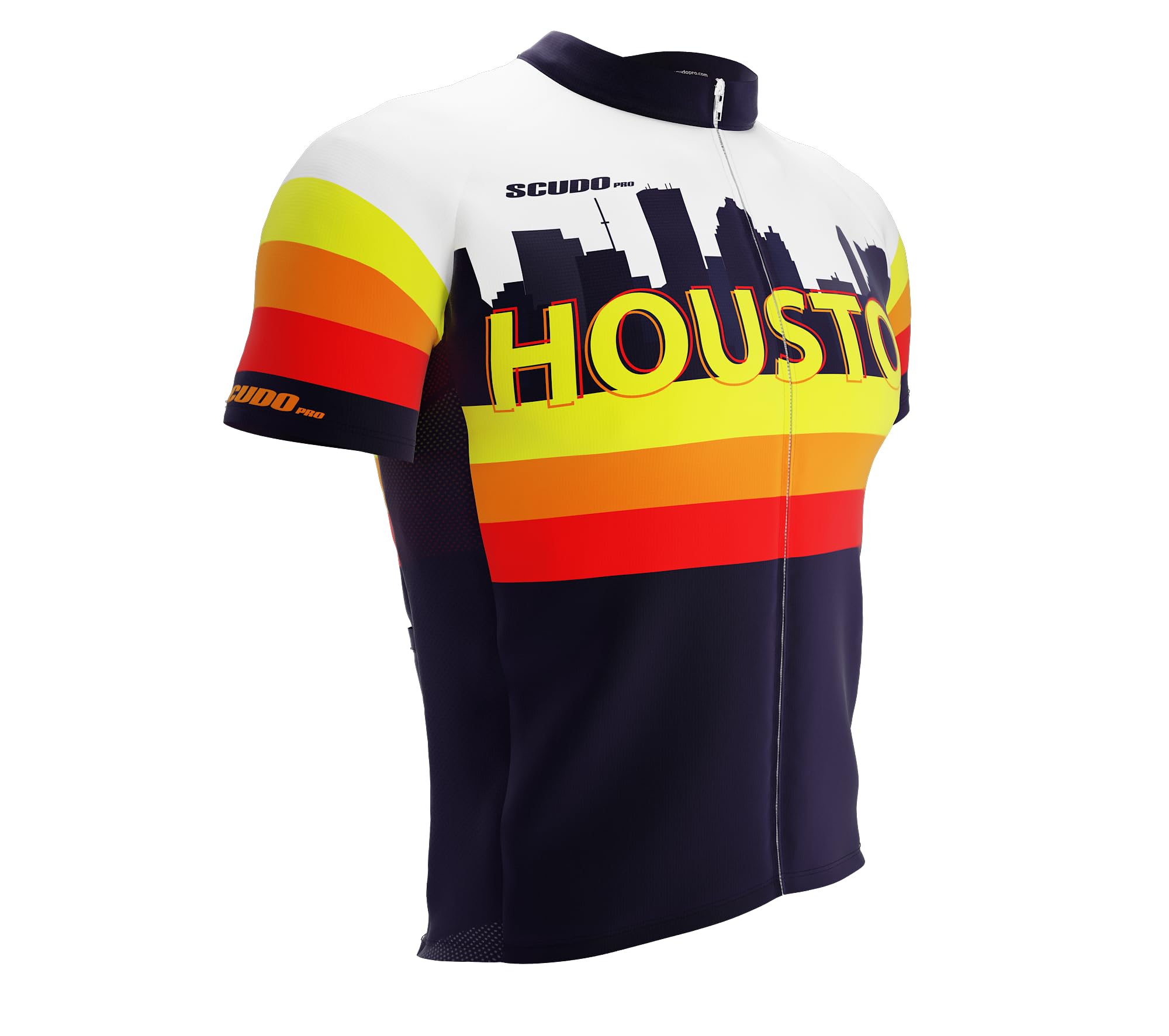 ScudoPro Houston Texas State Short Sleeve Cycling Jersey for Men - Size XL Multi-Colored
