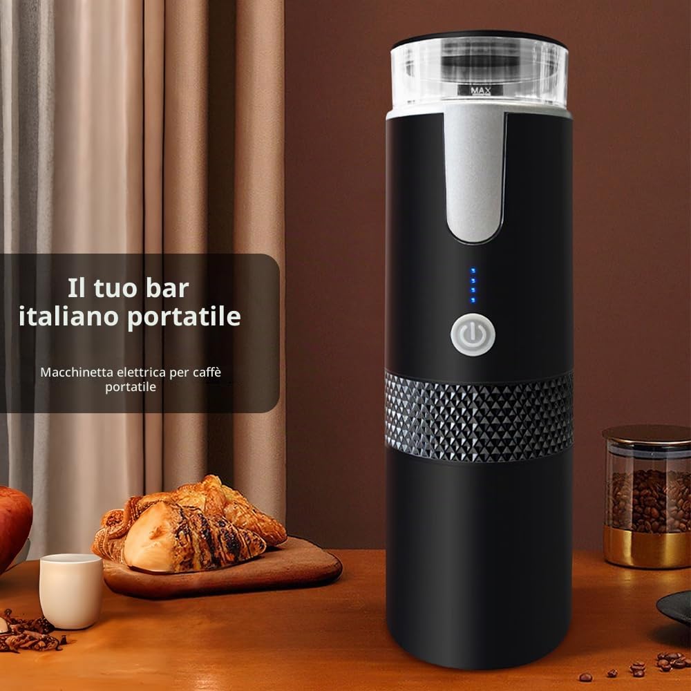 Macchina per caffè Espresso elettrica Portatile Mini Macchina per caffè Monodose da 6 Once con Tazza di caffè in Polvere e Contenitore per Capsule Batteria Ricaricabile da 1200 mAh