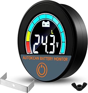 Battery Monitor Voltage Meter DC 12V 24V 48V 60V 72V 84V Waterproof Digital Indicator Round Golf Cart Battery Meter Embedded LCD Display Voltage Gauge for Golf Cart Motorcycle Car Truck (1)