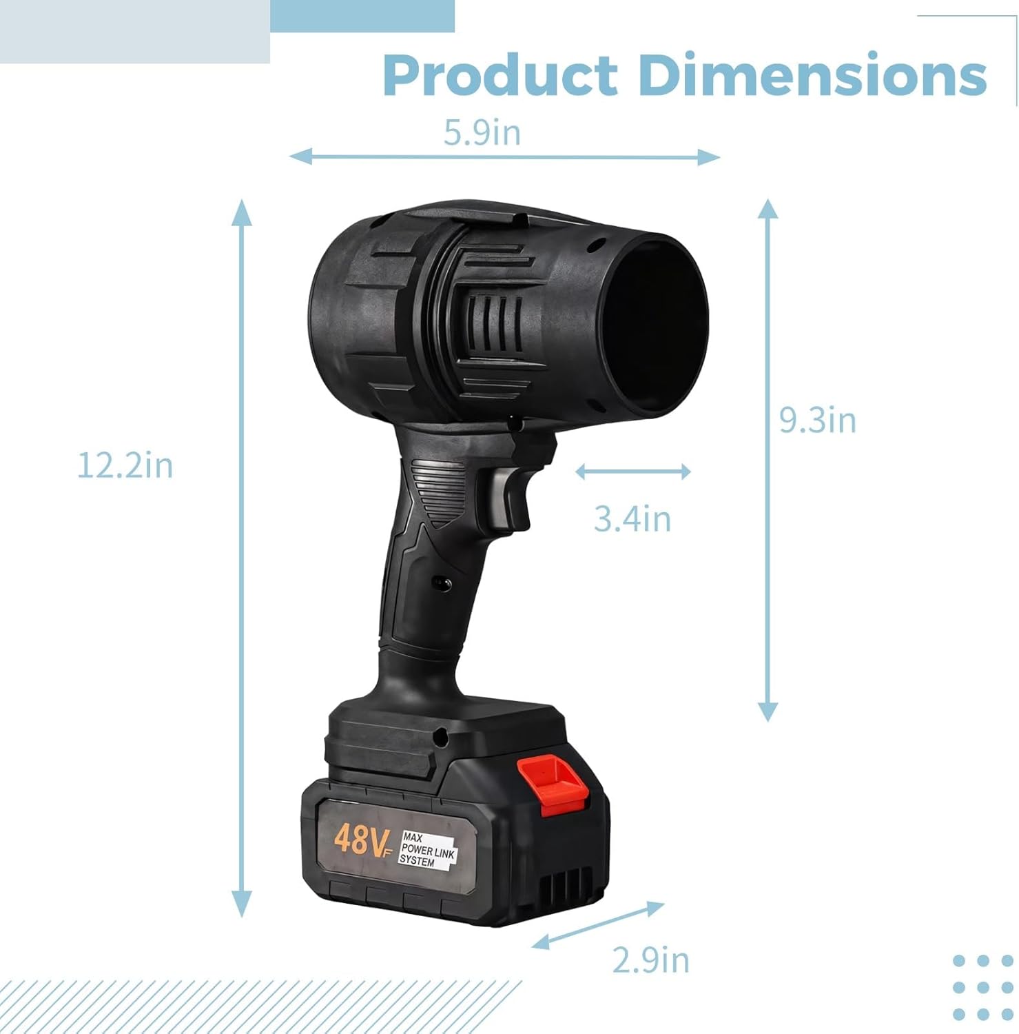 48V Cordless Blower, Powerful Electric Air Tool for Yard Cleaning