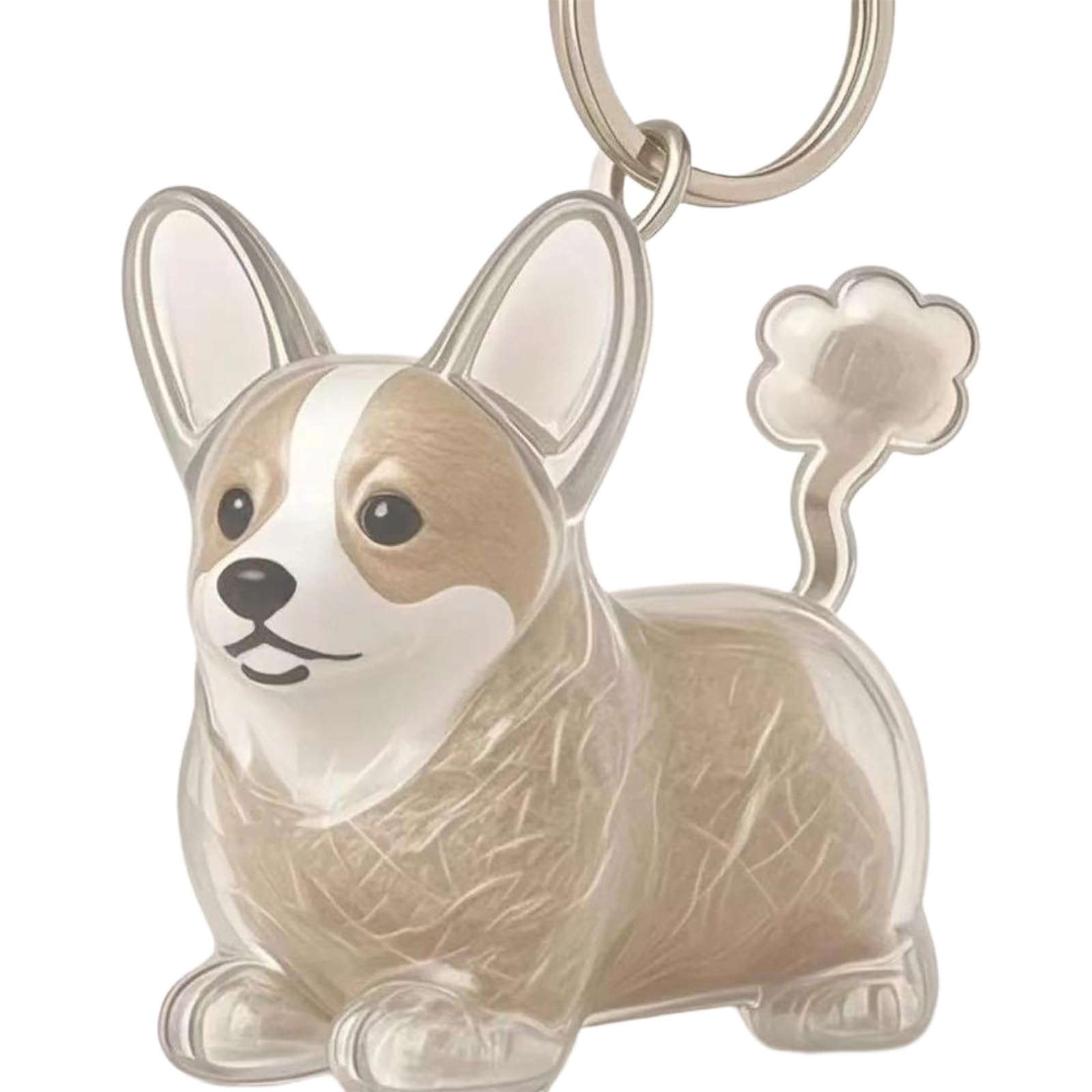 LUOFENG Clear Pet Hair Memorial Keepsakes Pendant Charm Dog Shape Figurine Furs Collector Keychain For Key Or Bag Attachments
