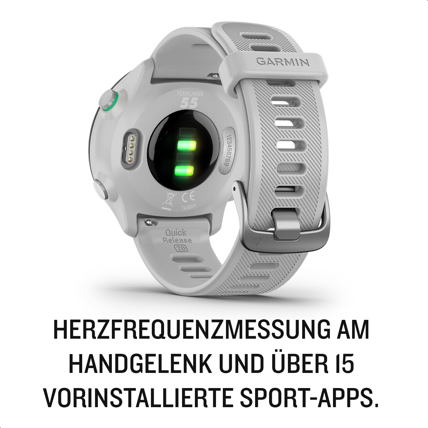 Garmin Forerunner 55, 42 mm, GPS-Laufuhr, Steinweiss/Schwarz