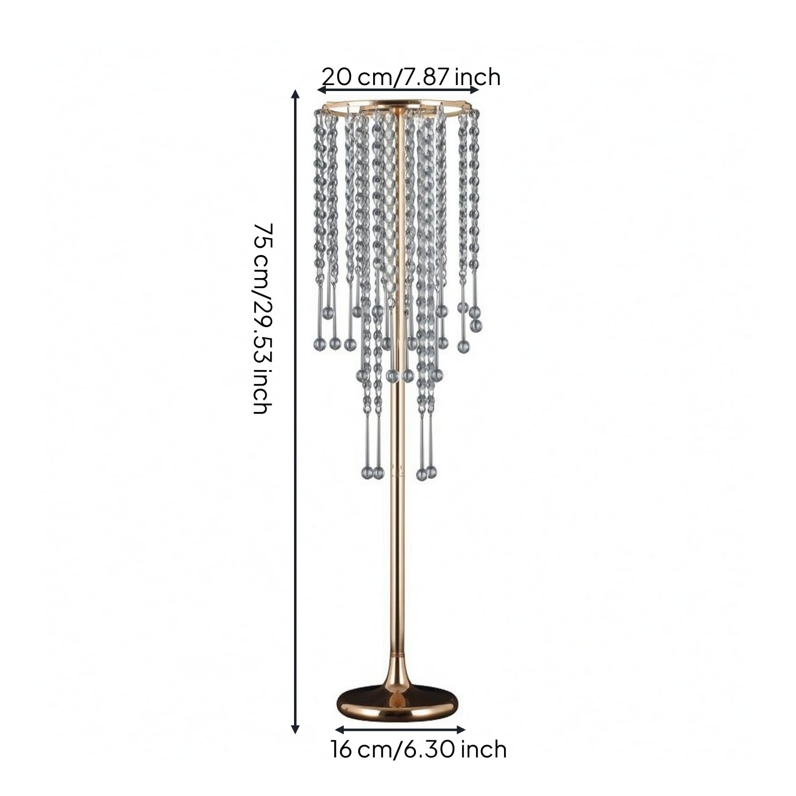 F Fityle Soporte Decorativo de Boda Soporte Florero Pedestal Centro de Mesa Base Circular Alta Aleación con de Cristal Superficie Pulida Adecuado para , Dorado , Diámetro 20 Cm X Altura 75 Cm