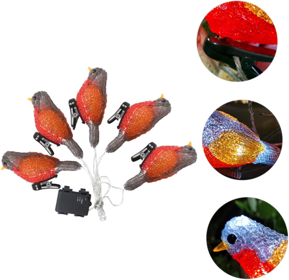 TEHAUX Acrylic Bird Light String Outdoor Landscape Decoration with Clips LED Garden Lights for Patio and Saving and Weather Resistant Design