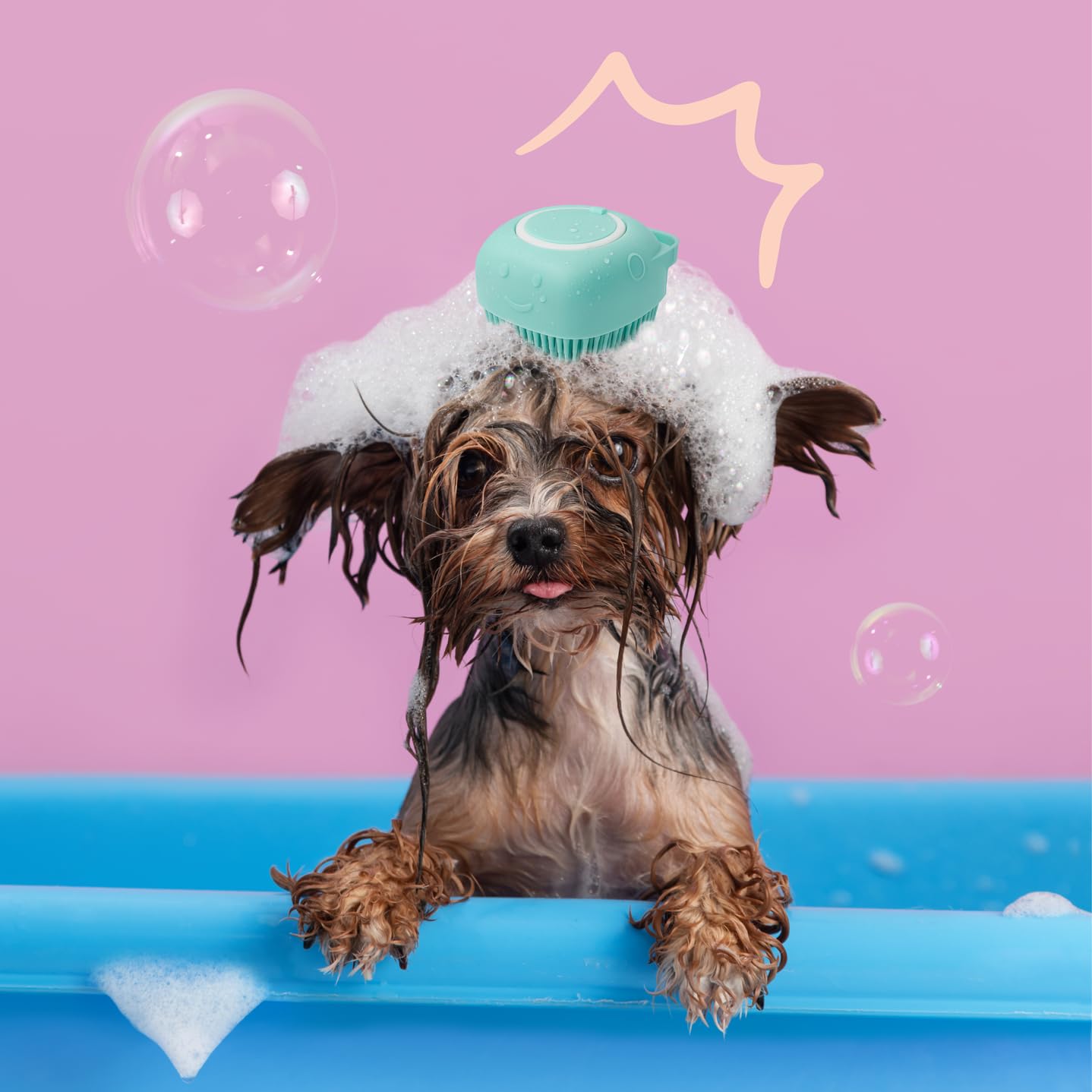 HamInWay Dog Bath Brush, 2-in-1 Dog Grooming Brush with Built-in Shampoo Dispenser, Gentle Silicone Bristles for Bath & Massage, Non-Slip Handle, Easy Clean Design for Dogs, Cats & Small Pets, Blue - image 7