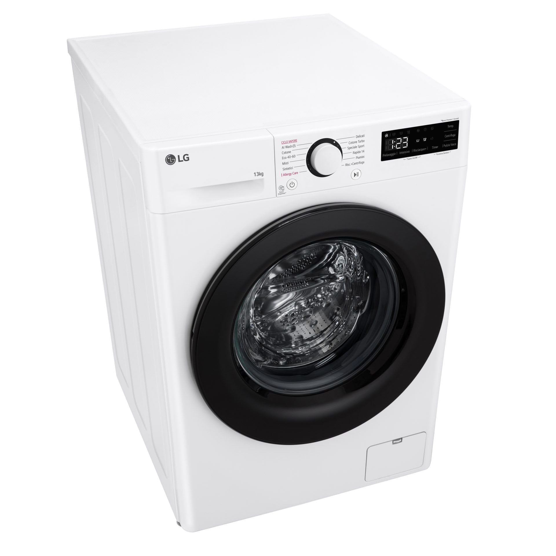 LG AI DD F4R3013NSWB Lavadora clase A -10%, Carga frontal Serie R3, Lavadora 13kg, 1400 revoluciones, AIWash, Lavado a vapor, Motor Direct Drive, Smart Diagnosis, Encimera, Blanco