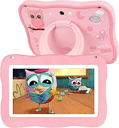 Tablet infantil de 32 GB para crianças de 3 a 7 anos com muito conteúdo offline, tablets infantis de 7 polegadas, software instalado com capa protetora WiFi, controle parental, tablets para crianças