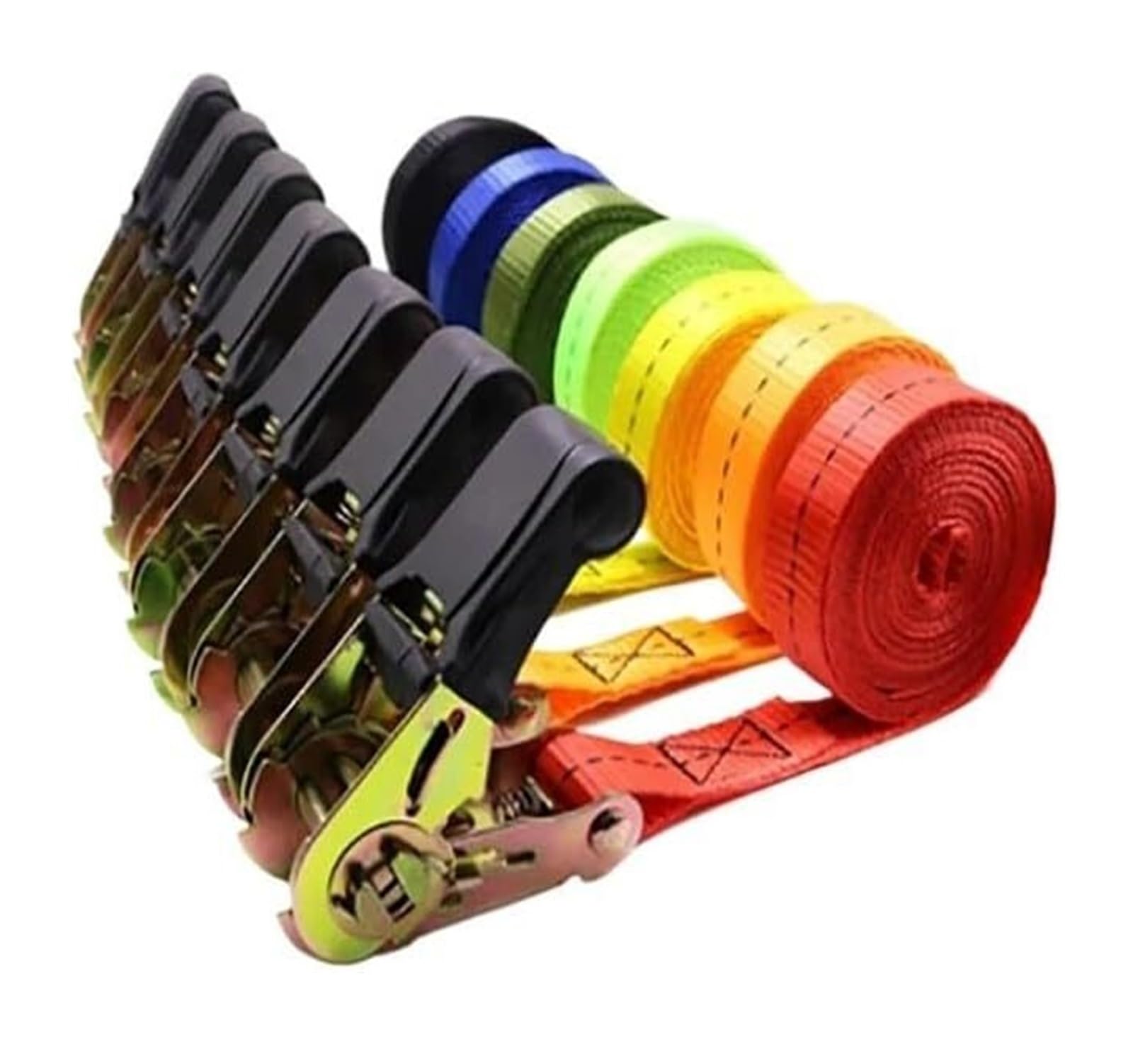 ALMLNLL Retractable ratchet straps Ratchet Straps, Polyester 3.0m 800kg Multicolor No Hook(Black)