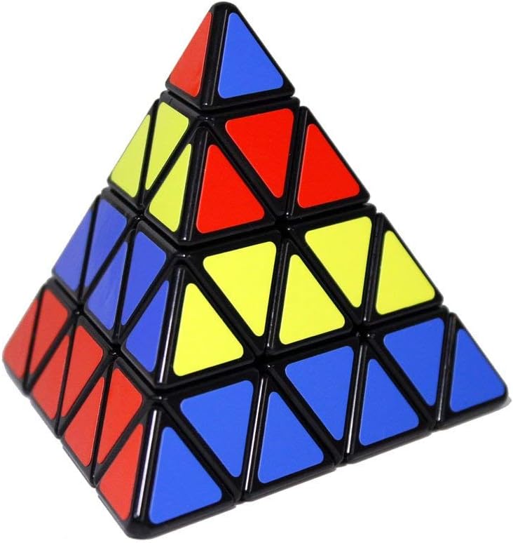 Gobus ShengShou 4x4 Pyraminx Pyramid Triangle Magic Cube Speed Puzzle Cube Black + Cube Stand