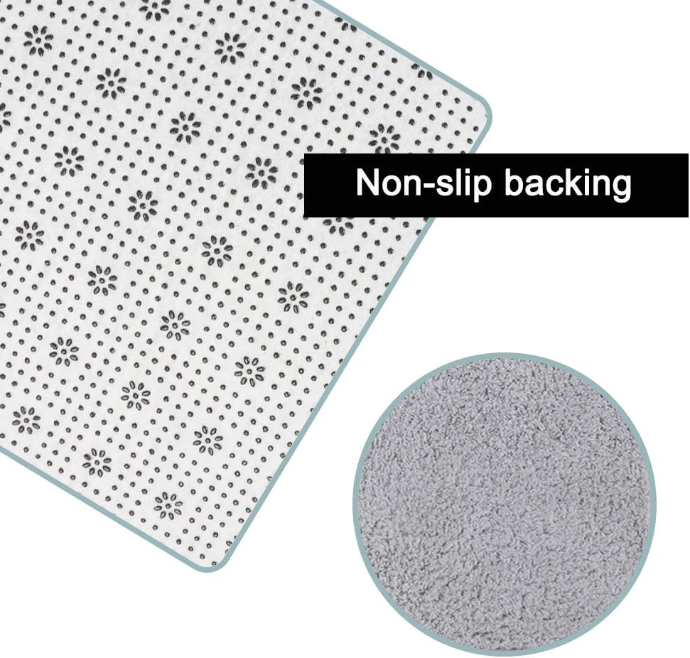 L-Shaped Bath Mat, Corner Shower Mats Non Slip, Washable Carpet, Soft Absorbent Floor Mat for Bathroom Bedroom Kitchen Living Room (Grey)