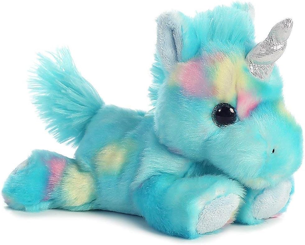 Aurora Bright Fancies Set of 4 Stuffed Beanbag Plushies: Tutti Frutti Pegasus, Blueberryripple Unicorn, Jellyroll Unicorn, and Sprinkles Dragon with Drawstring Bag
